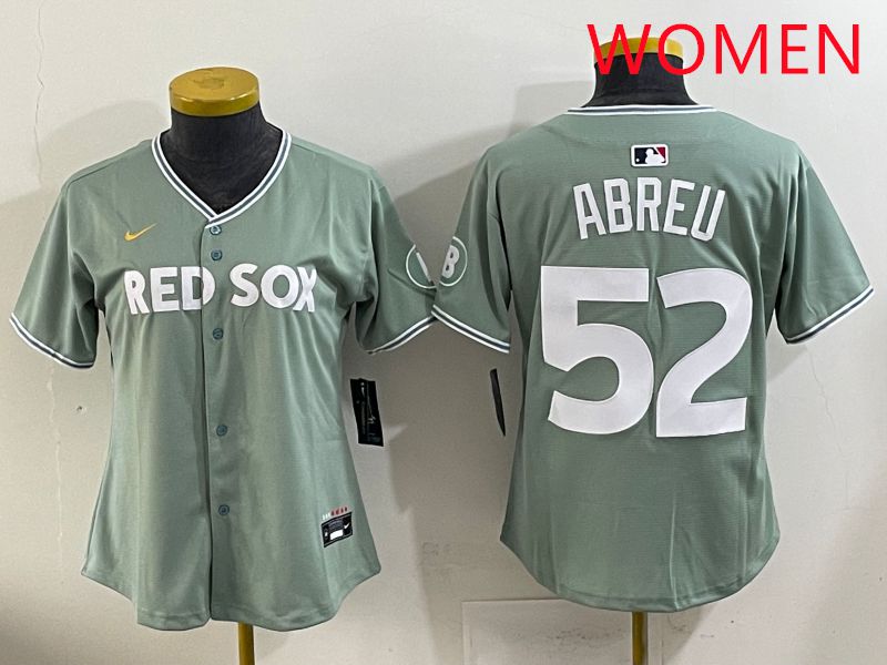Women 2025 Boston Red Sox #52 Abreu Green Joint Name Nike MLB Jersey style 1